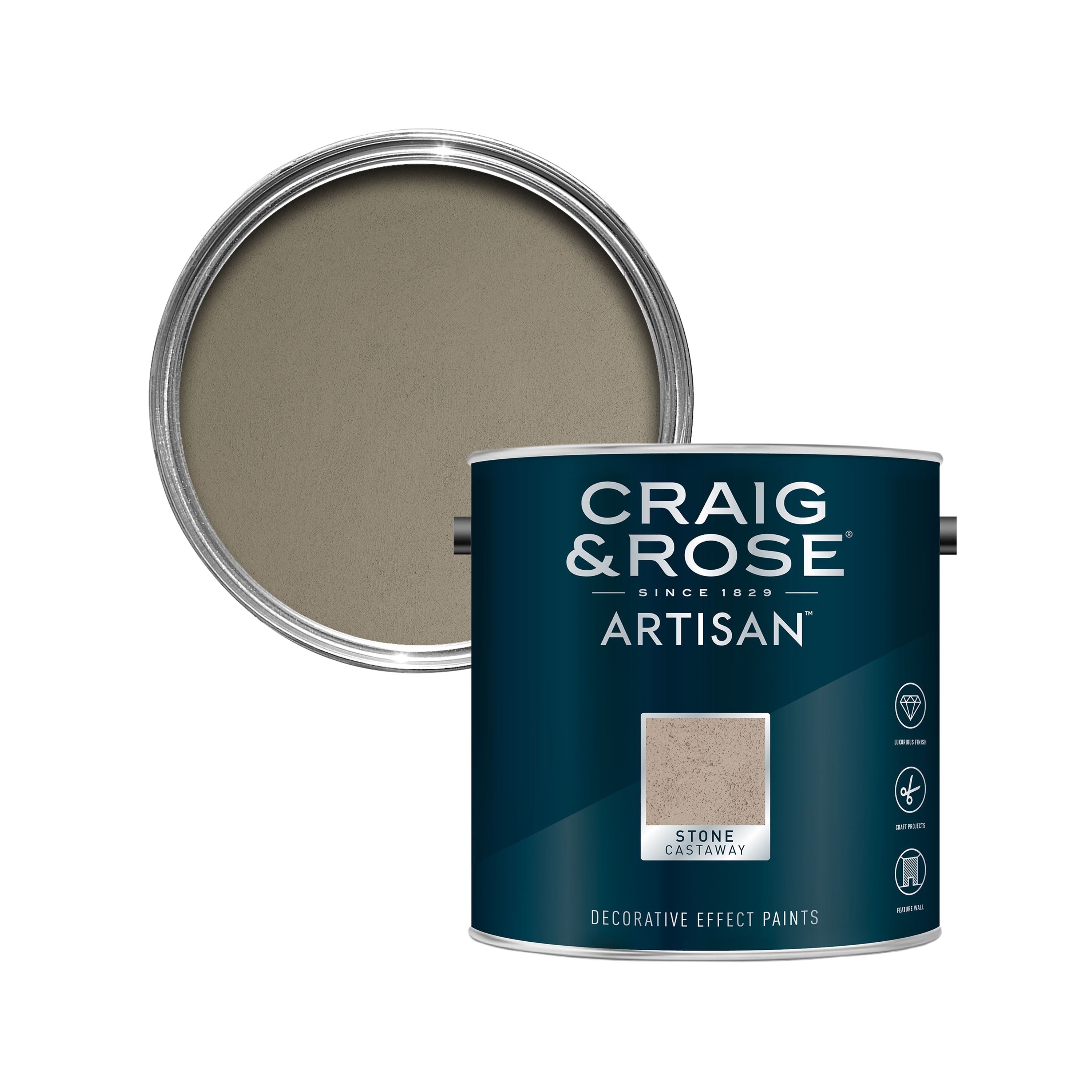 Craig & Rose Artisan Castaway Stone Textured effect Matt Topcoat Special effect paint, 2.5L