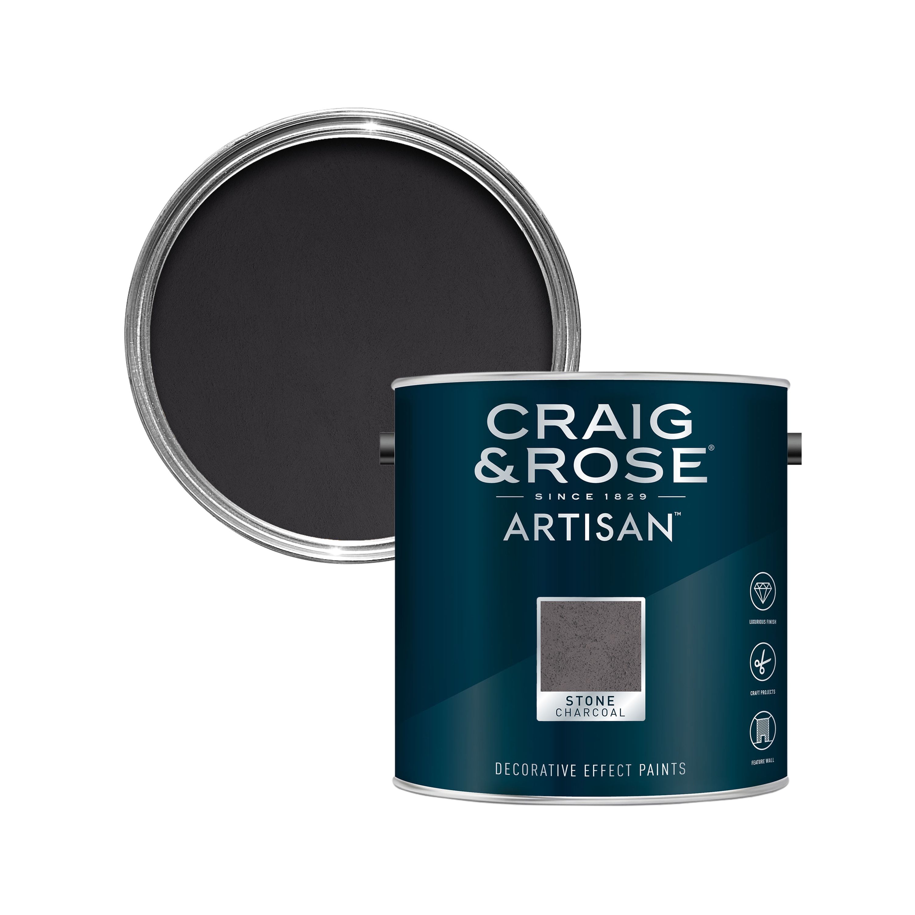 Craig & Rose Artisan Charcoal Stone Textured effect Matt Topcoat Special effect paint, 2.5L at B&Q