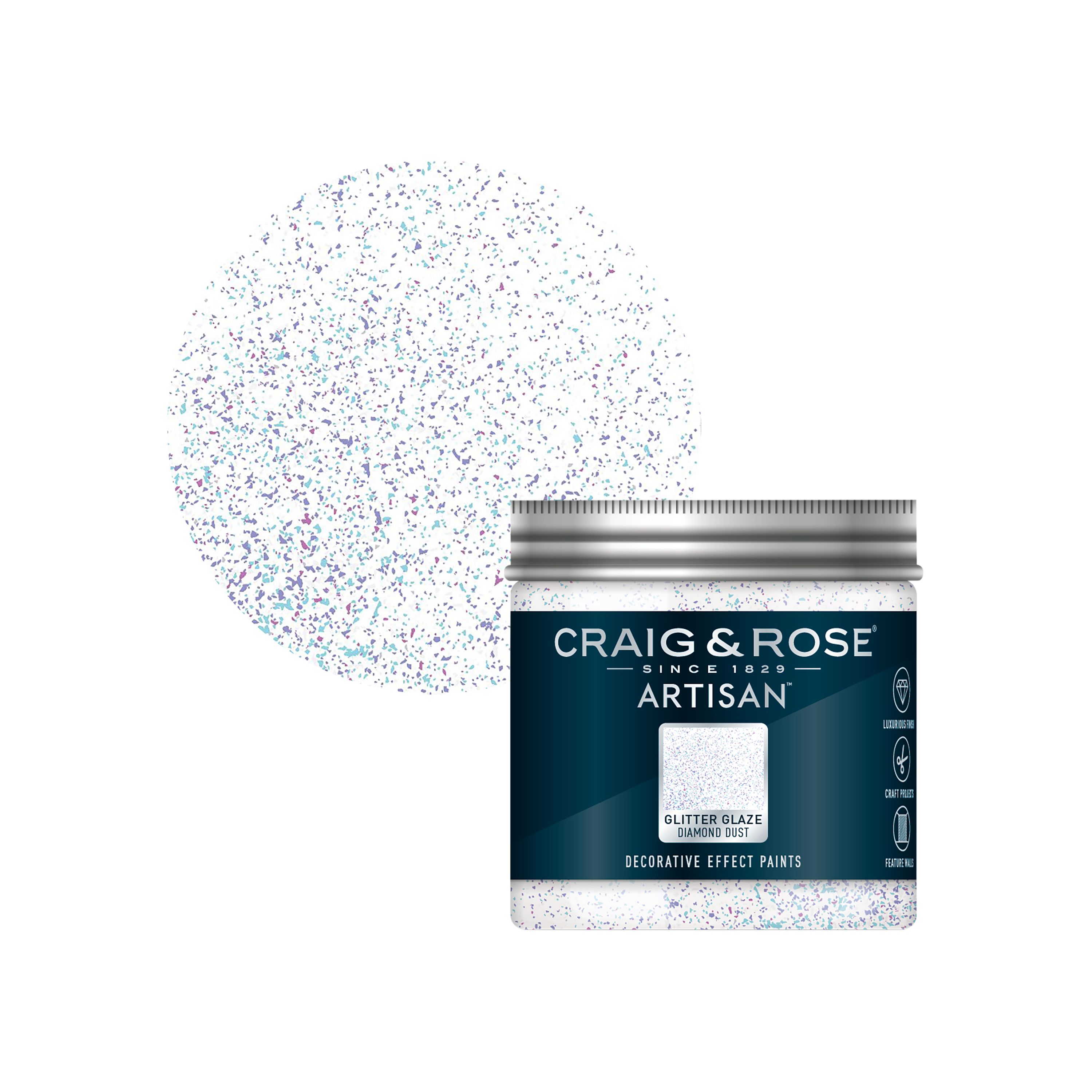 Craig & Rose Artisan Diamond Dust Glitter effect Topcoat Special effect  paint, 300ml