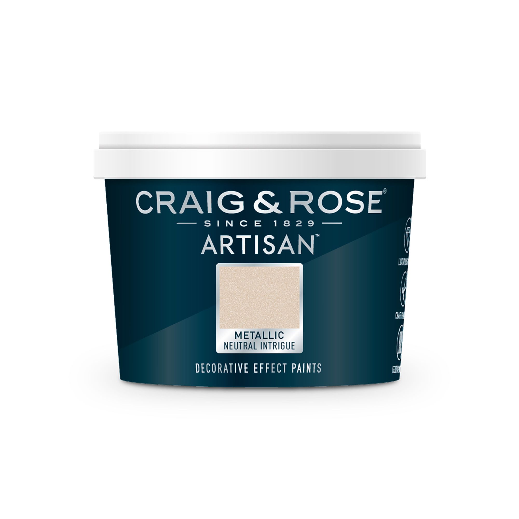Craig & Rose Artisan Neutral Intrigue Metallic effect Mid sheen Topcoat Special effect paint, 250ml