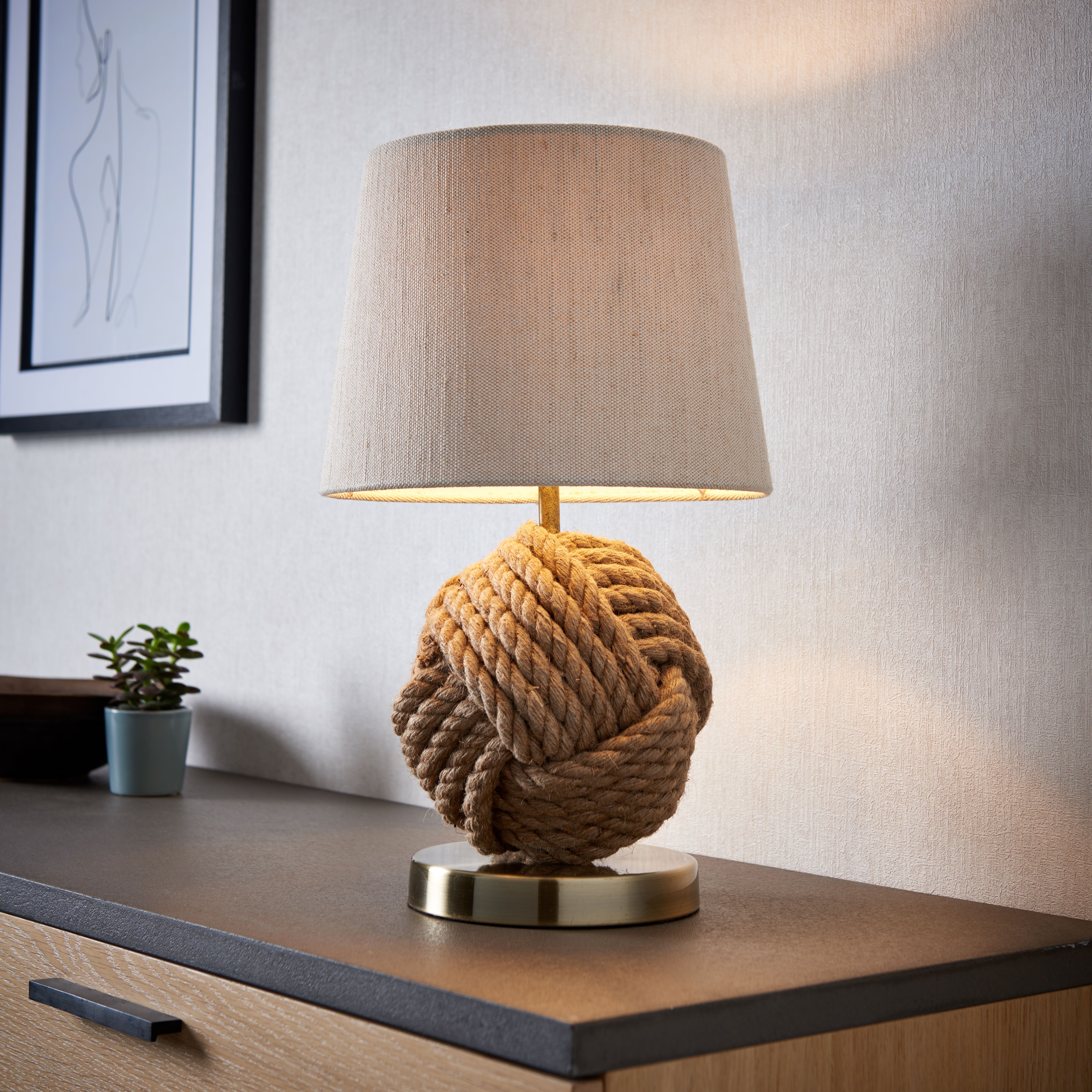 Crantock Brushed Cream Round Table lamp