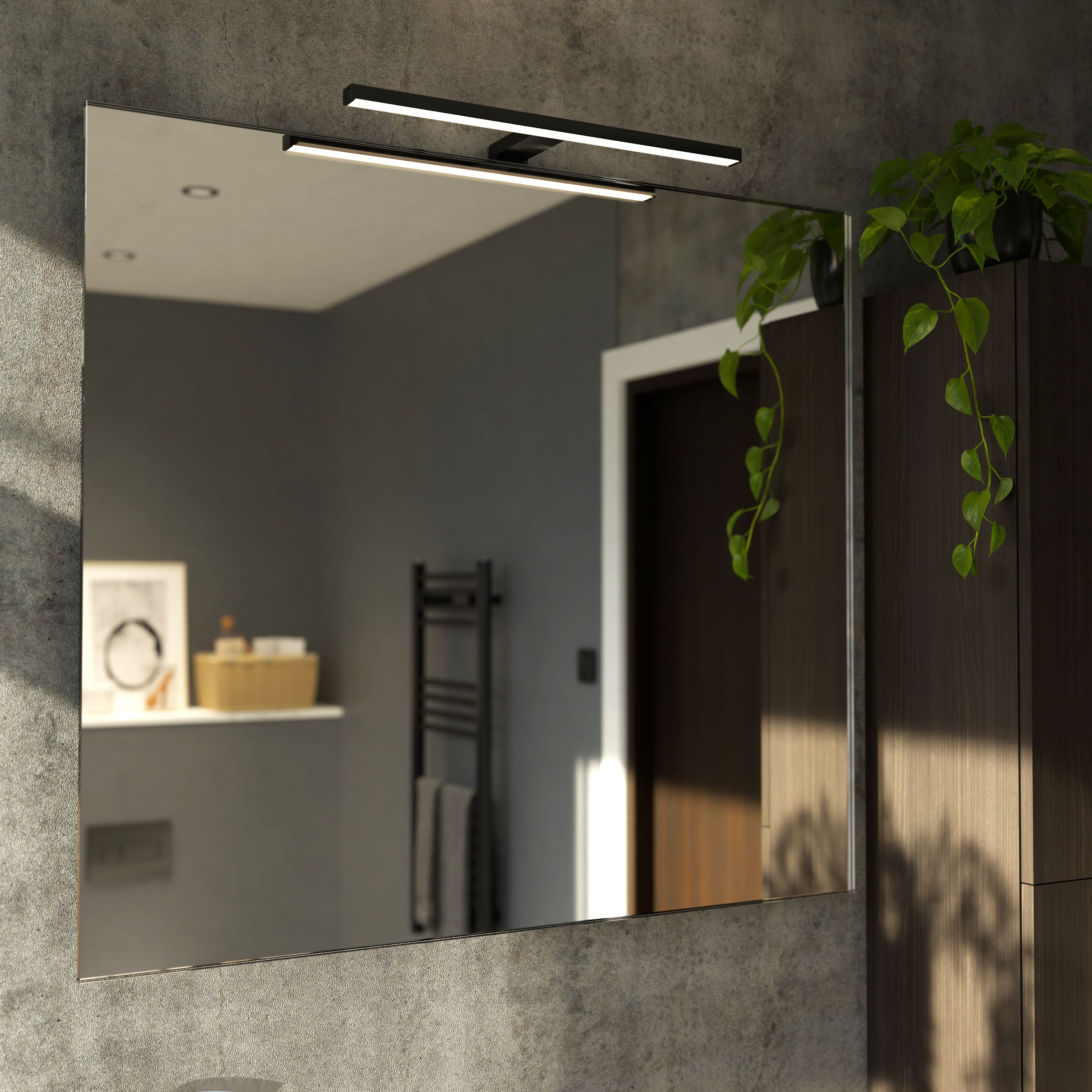 Craven Matt Black Wired LED Bathroom wall light
