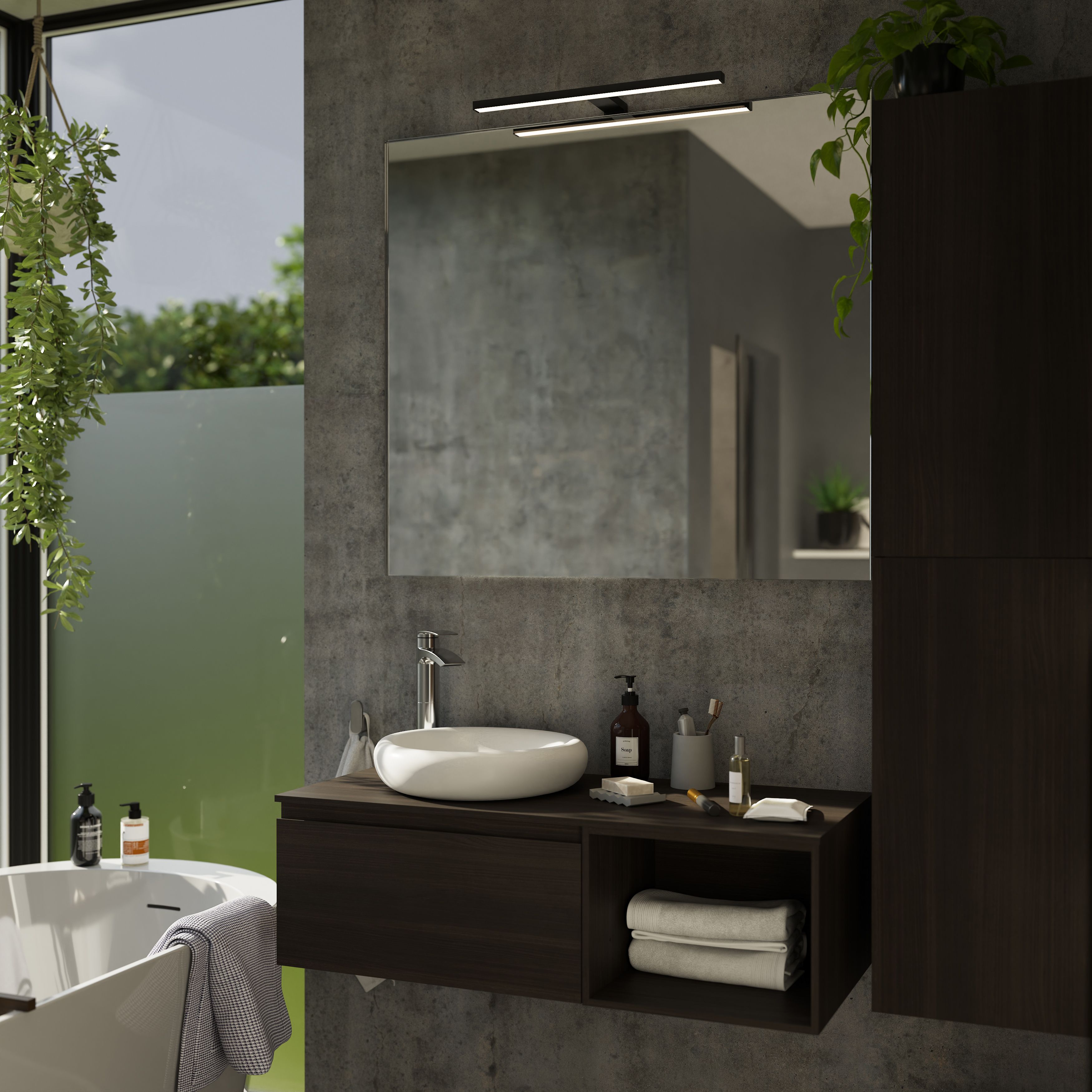 Craven Matt Black Wired LED Bathroom wall light