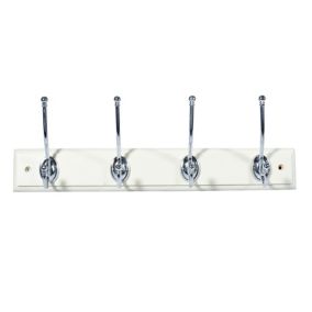 Cream 4 Hook rail, (L)458mm (H)15mm