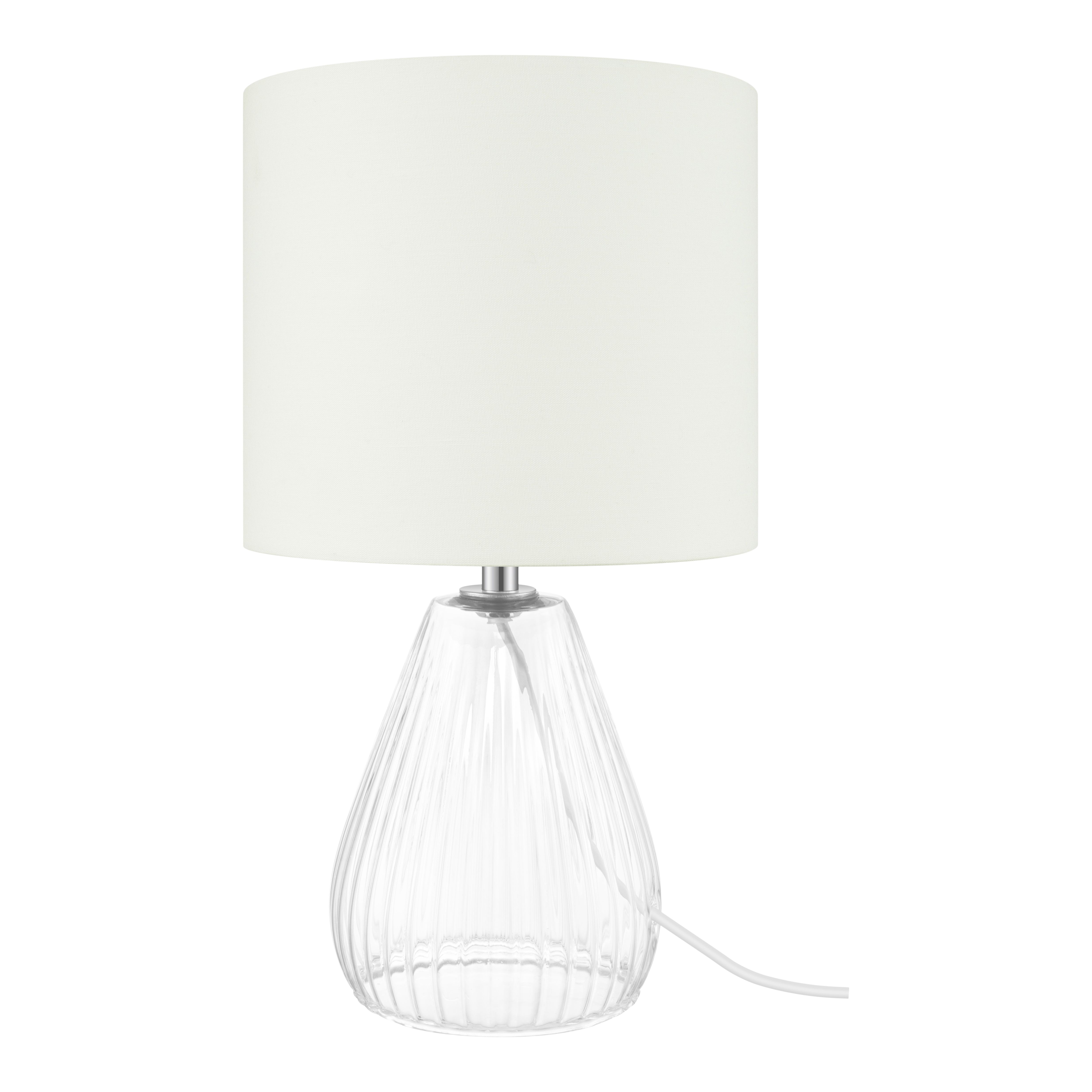 Cream & Clear Glass Fabric LED Table lamp