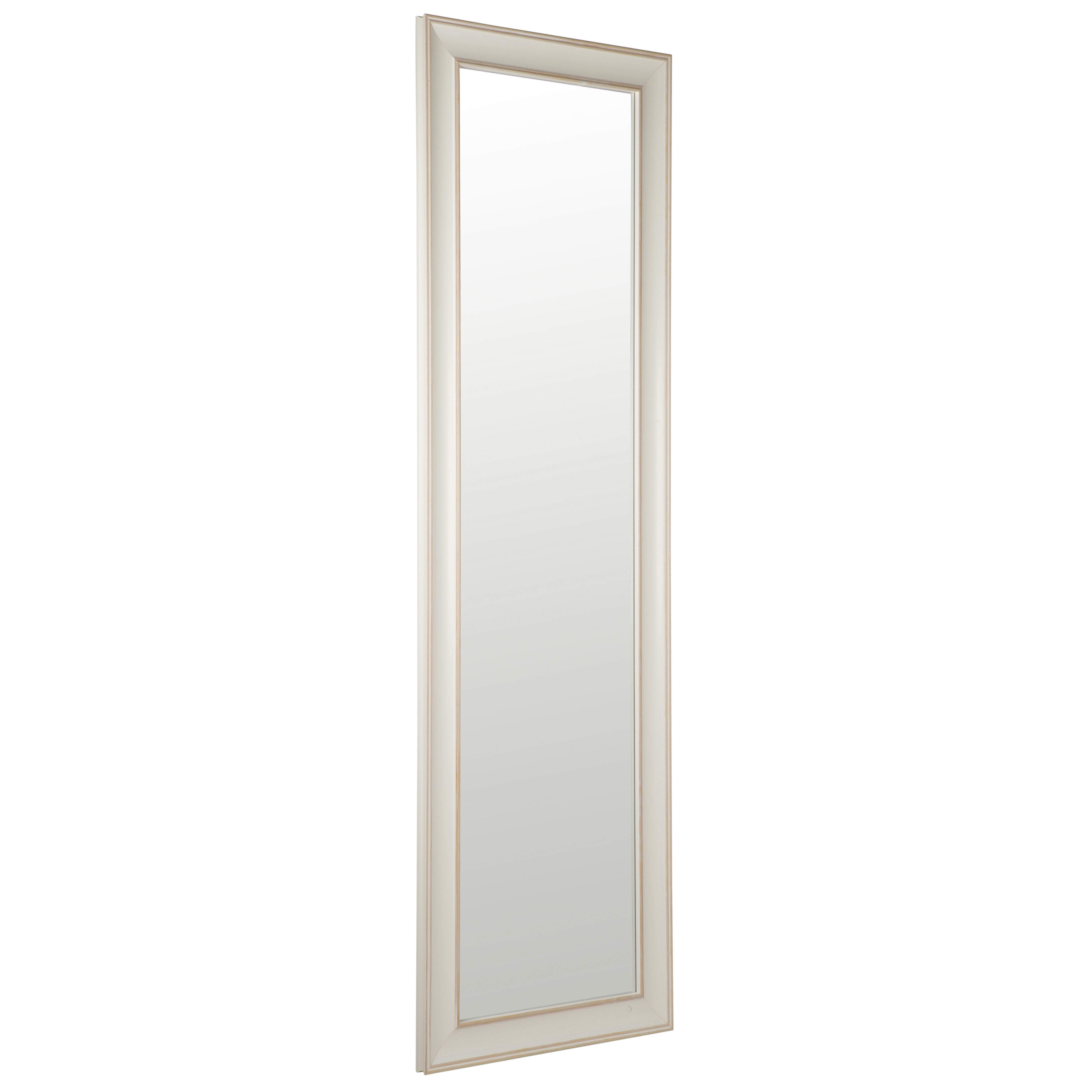 Cream Distressed effect Rectangular Wall-mounted Framed Mirror, (H)131cm (W)41cm
