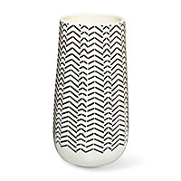 Cream Geometric herringbone Dolomite Vase
