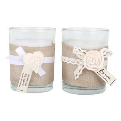 Cream Linen wrapped Rosewater Jar candle