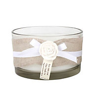 Cream Linen wrapped Rosewater Jar candle