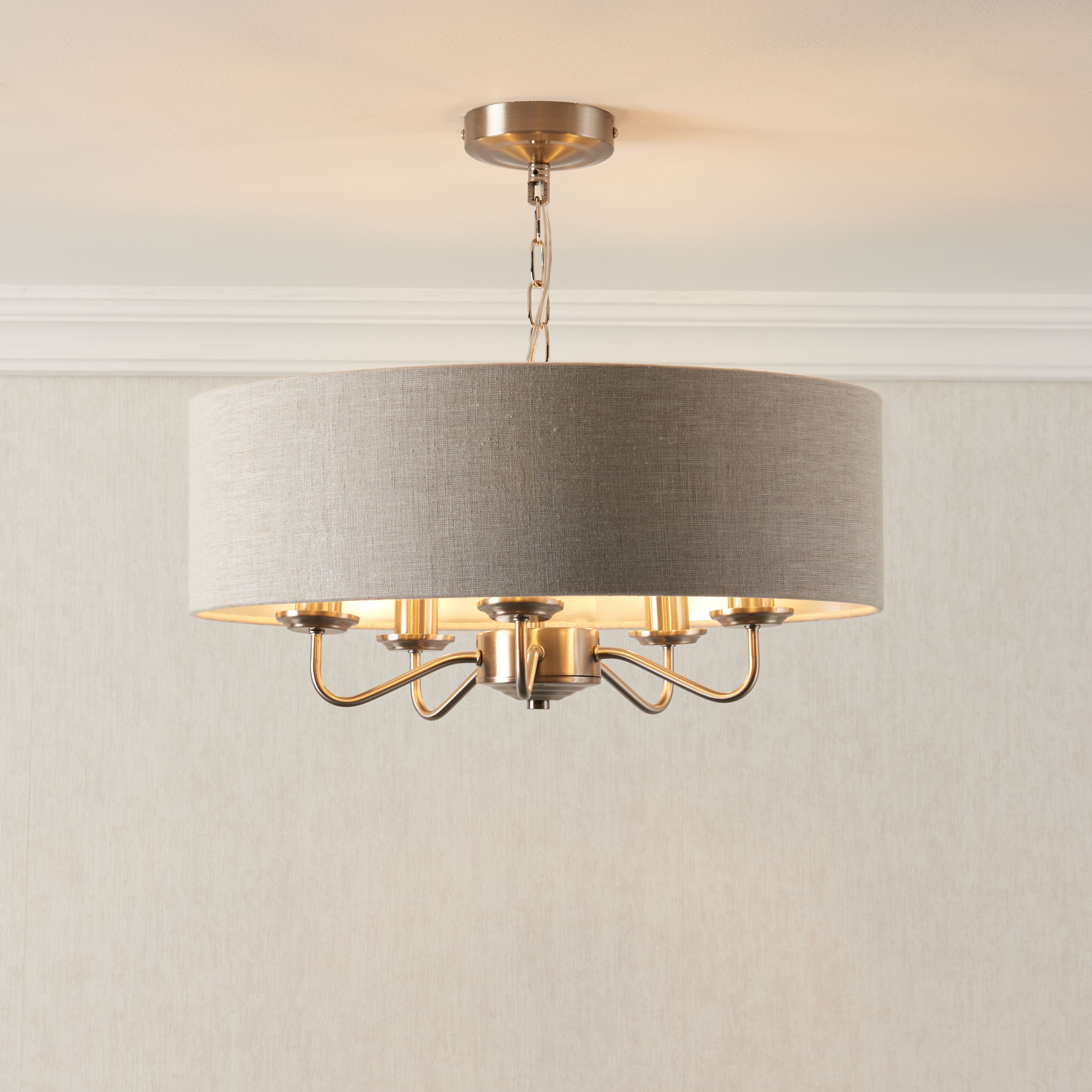 Cream Nickel effect 5 Lamp Pendant ceiling light, (Dia)450mm DIY at B&Q