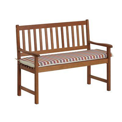 Cream pink grey orange Striped Rectangular Bench cushion L