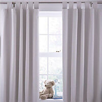 Cream Plain Blackout Tab top Curtains (W)168cm (L)137cm, Pair