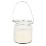 Cream Ribbed glass Jar candle Small