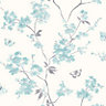 Cream & teal Blossom Smooth Wallpaper