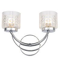 Cromwell Chrome effect Double LED Wall light