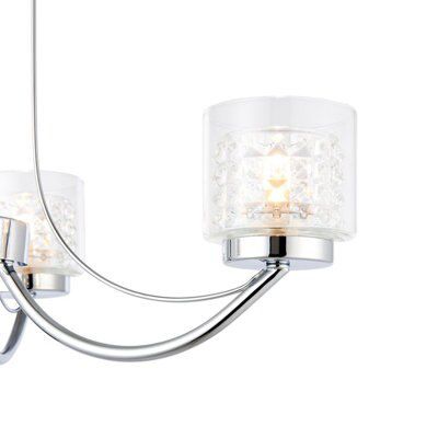 Cromwell Square cut glass Brushed Glass & metal Chrome effect 3 Lamp Ceiling light