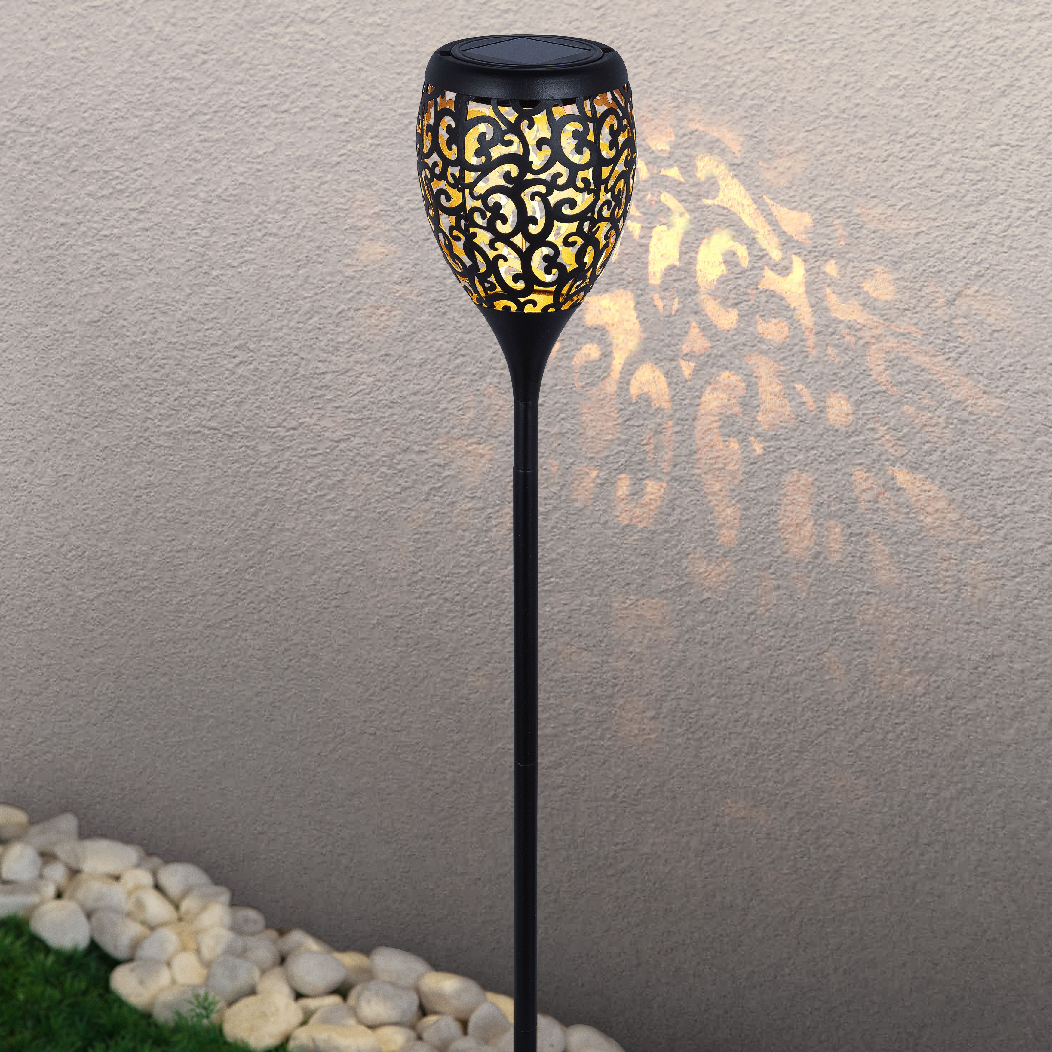 Cropani Black with gold effect interior Solar-powered Integrated LED ...