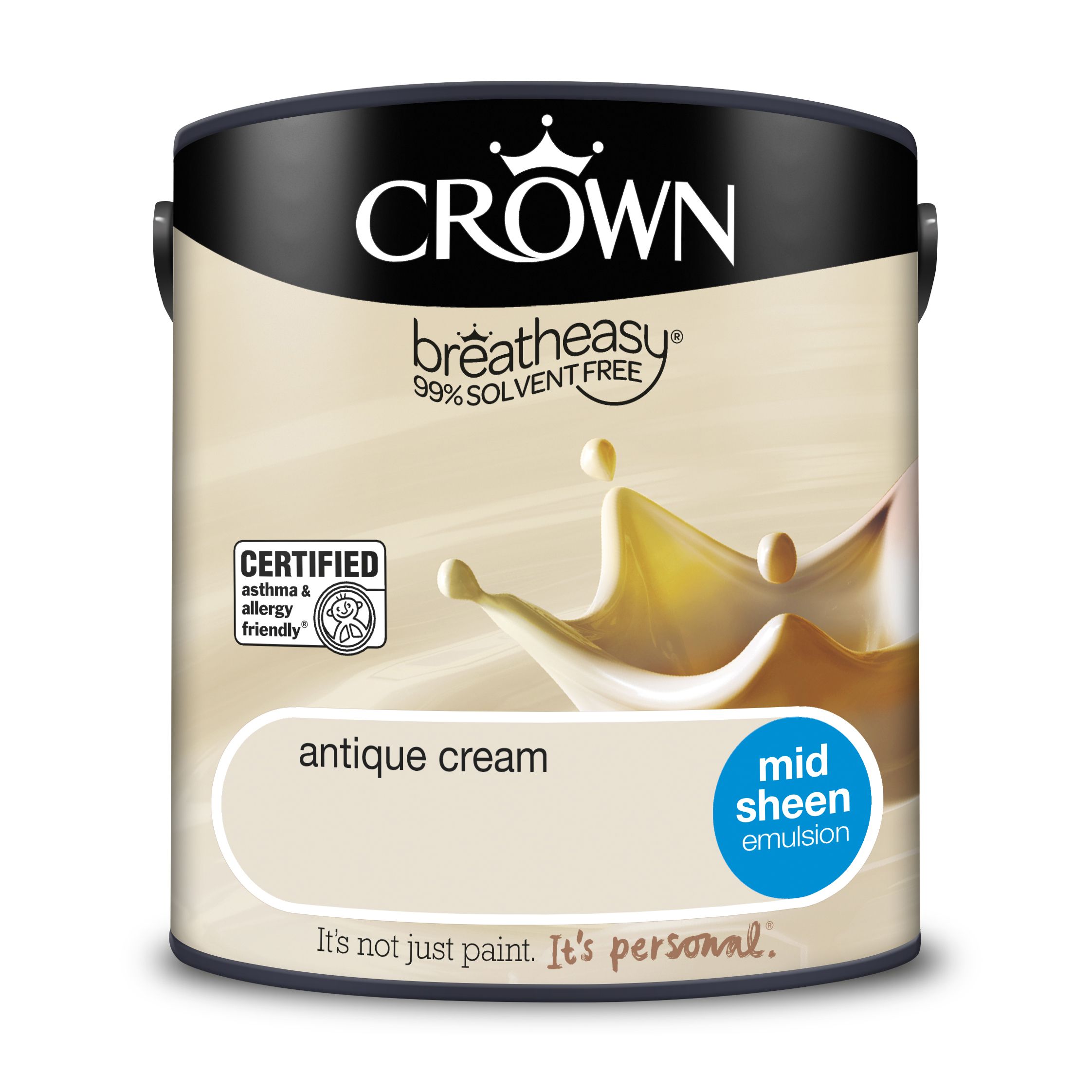 Crown Breatheasy Antique cream Mid sheen Wall & ceiling Emulsion paint, 2.5L