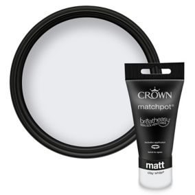 Crown Breatheasy Clay white Matt Emulsion paint, 40ml Tester pot