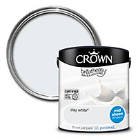 Crown Breatheasy Clay white Mid sheen Emulsion paint, 2.5L