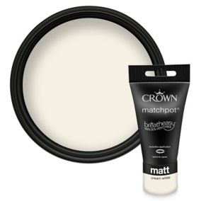 Crown Breatheasy Cream white Matt Emulsion paint, 40ml Tester pot