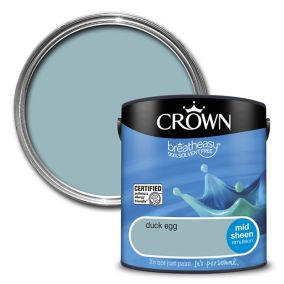 Crown Breatheasy Duck egg Mid sheen Emulsion paint, 2.5L