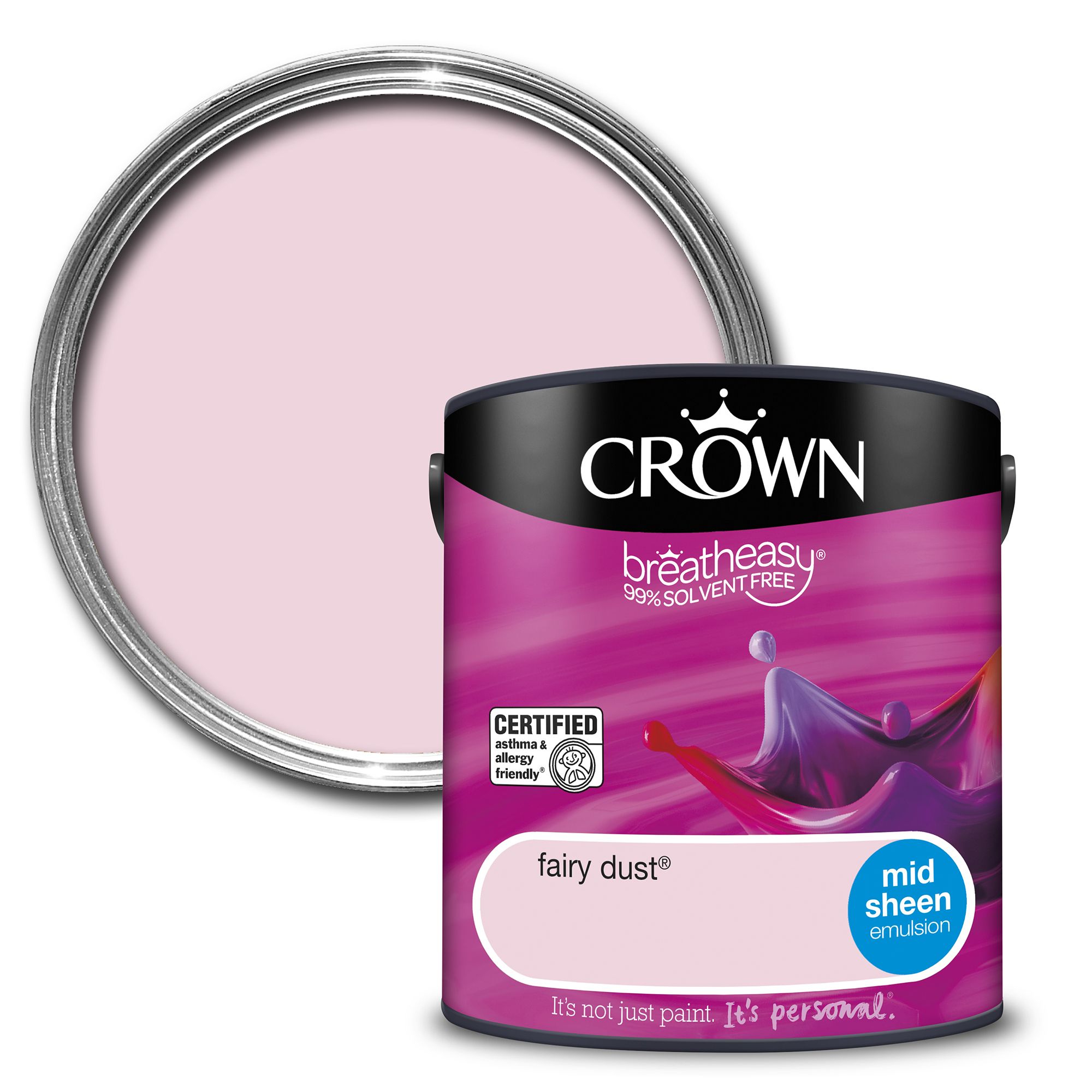 Crown Breatheasy Fairy dust Mid sheen Wall & ceiling Emulsion paint, 2.5L