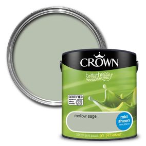 Crown Breatheasy Mellow sage Mid sheen Emulsion paint, 2.5L