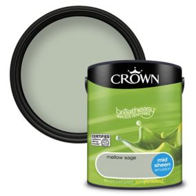 Crown Breatheasy Mellow sage Mid sheen Emulsion paint, 5L