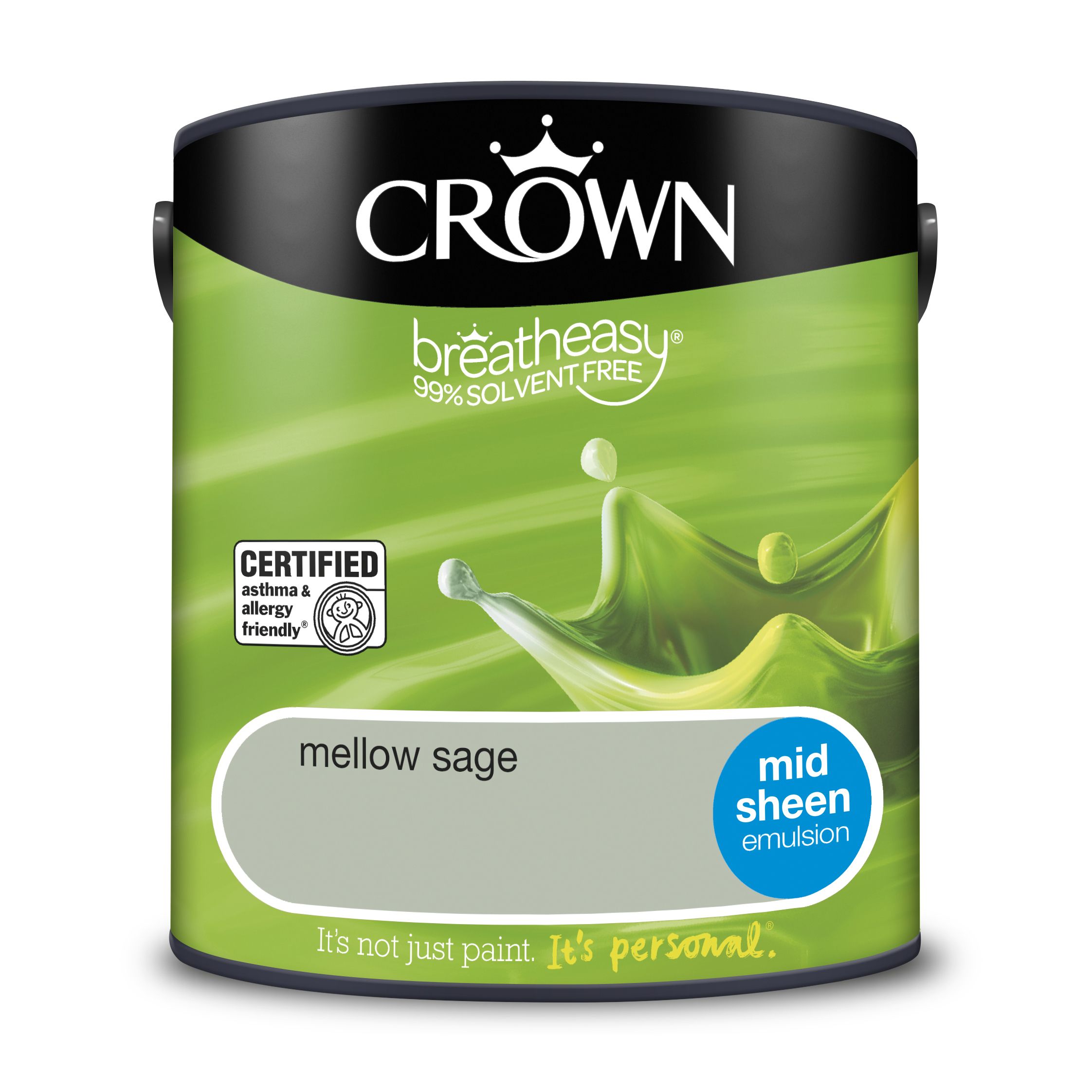 Crown Breatheasy Mellow sage Mid sheen Wall & ceiling Emulsion paint, 2.5L