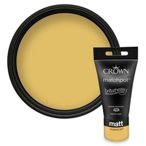 Crown Breatheasy Mustard jar Matt Emulsion paint, 40ml