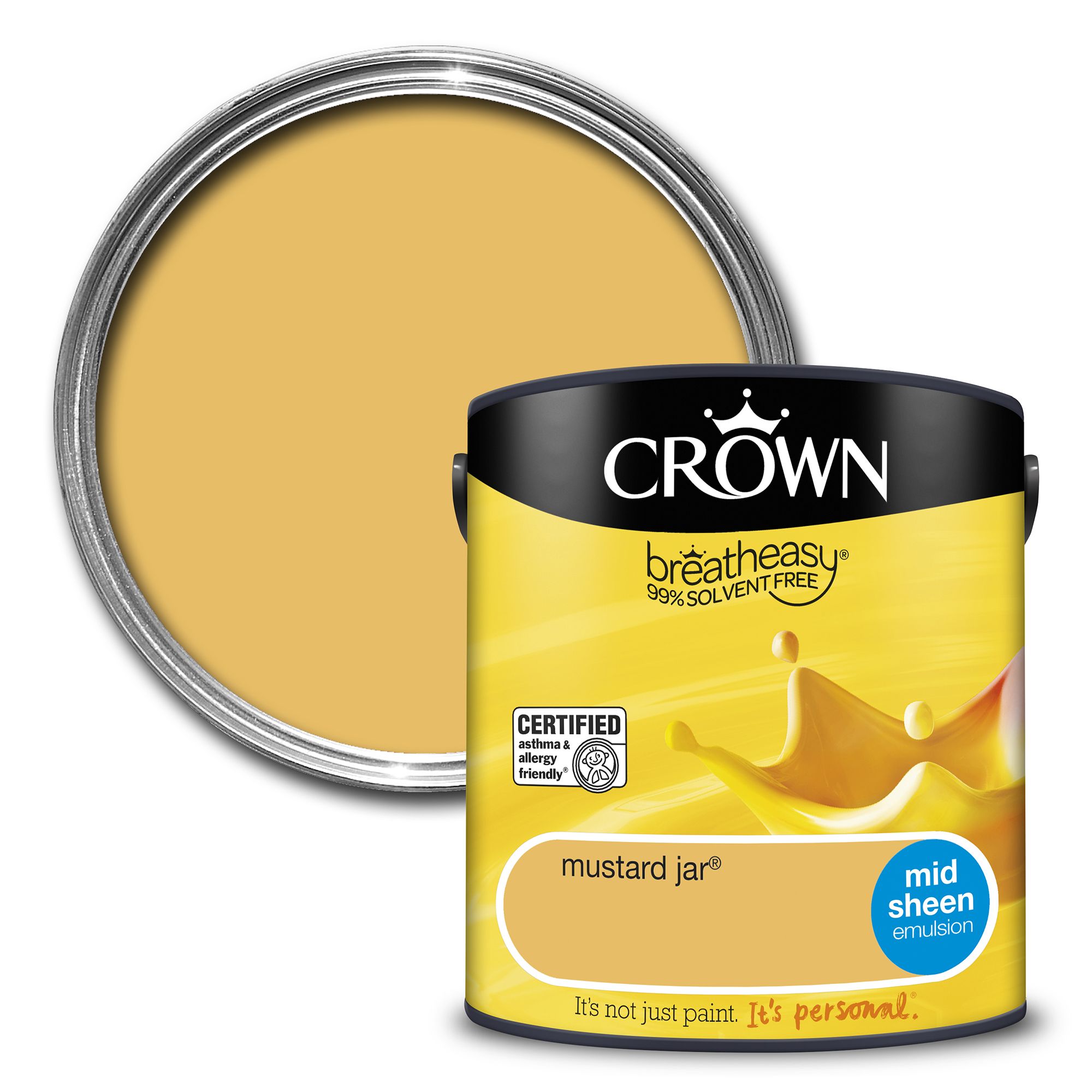 Crown Breatheasy Mustard jar Mid sheen Emulsion paint, 2.5L