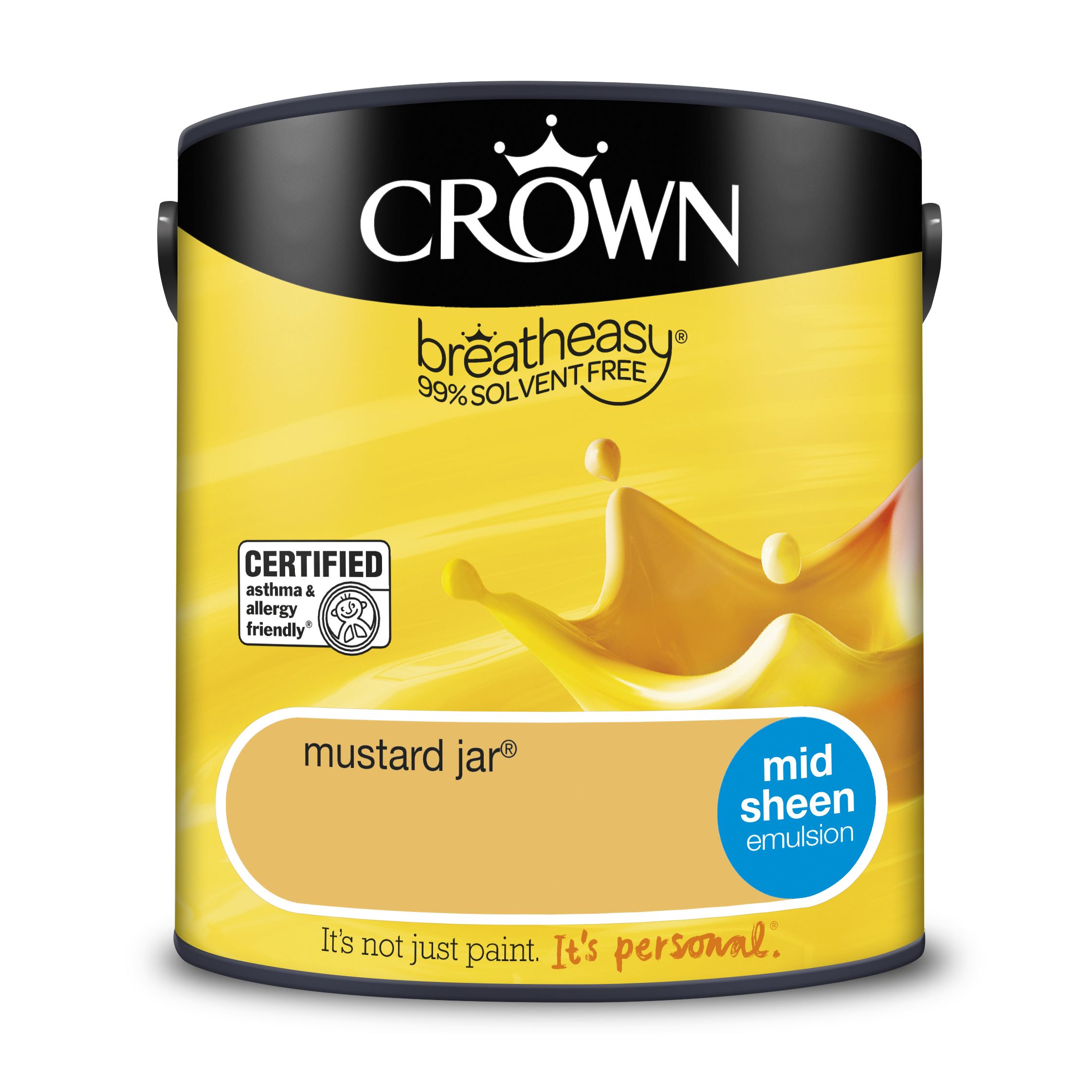 Crown Breatheasy Mustard jar Mid sheen Emulsion paint, 2.5L