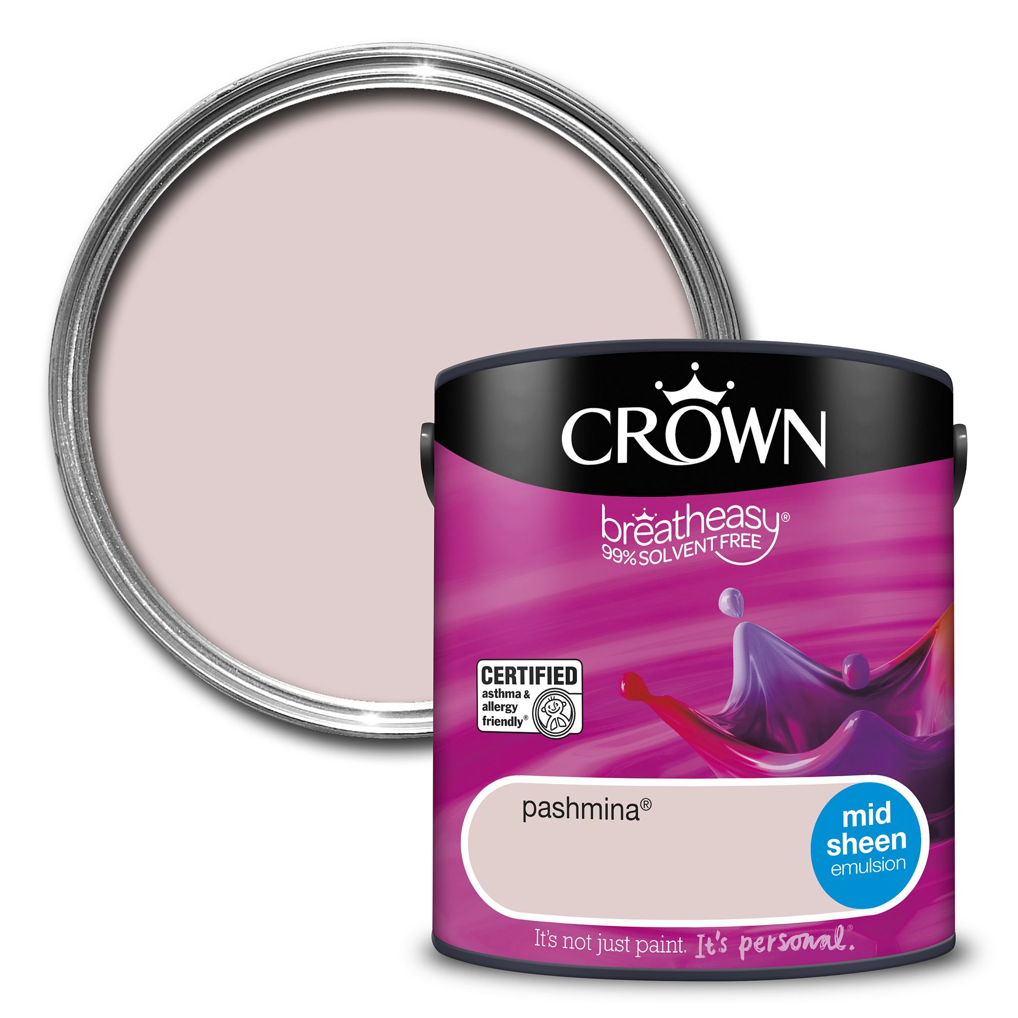 Crown Breatheasy Pashmina Mid sheen Emulsion paint, 2.5L