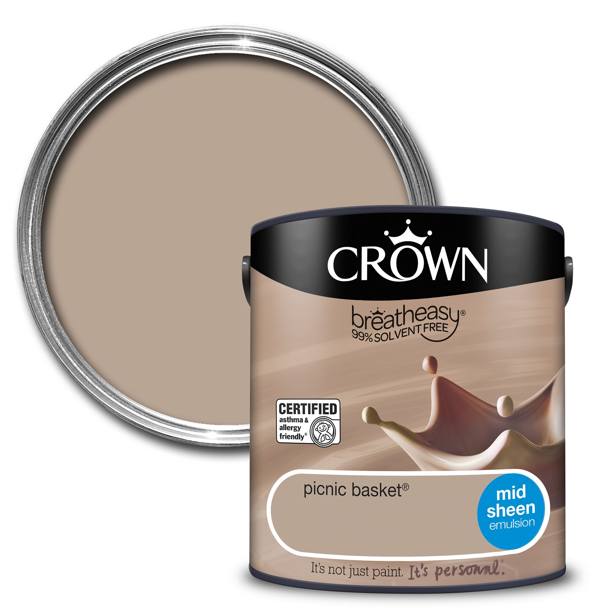Crown Breatheasy Picnic basket Mid sheen Wall & ceiling Emulsion paint, 2.5L