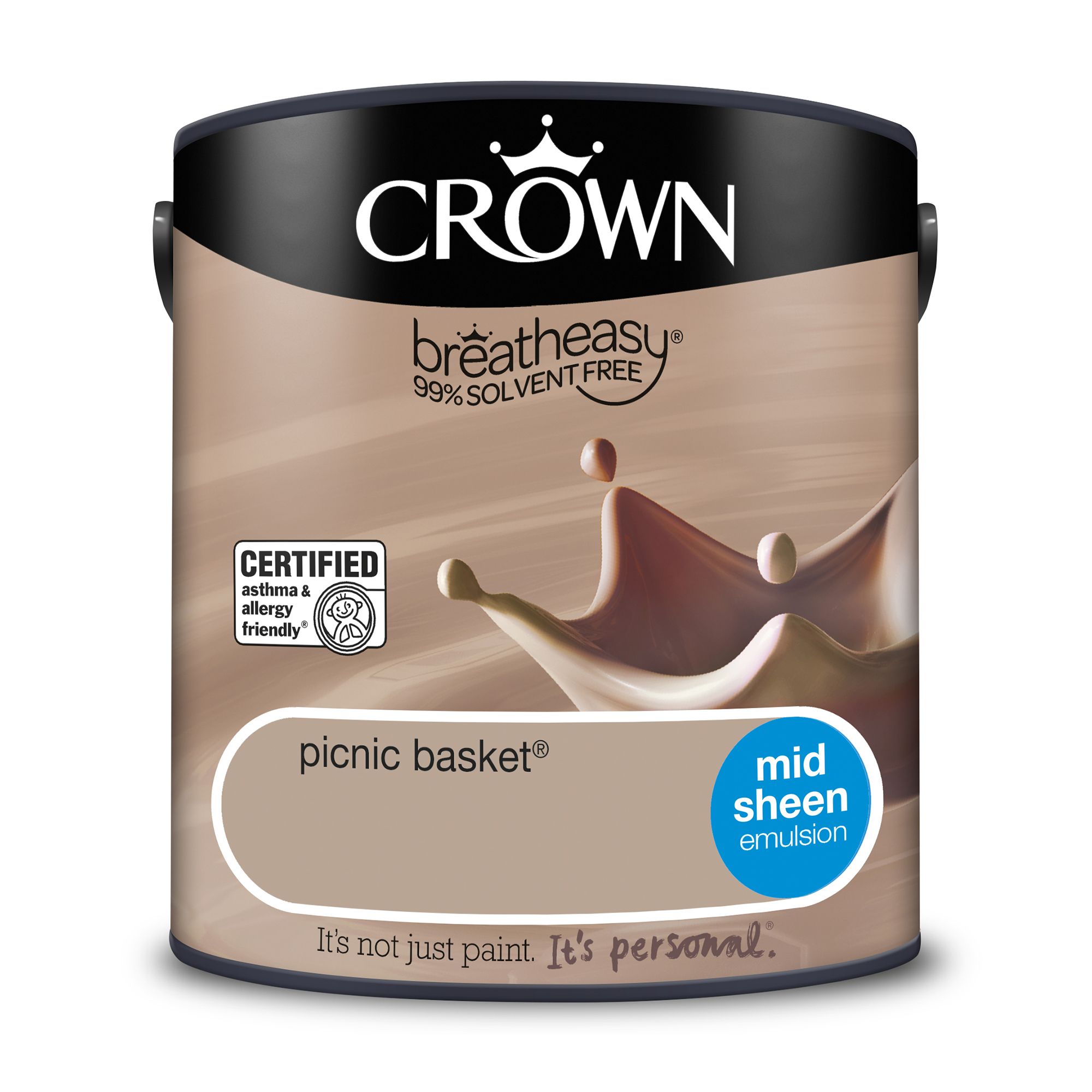 Crown Breatheasy Picnic basket Mid sheen Wall & ceiling Emulsion paint, 2.5L
