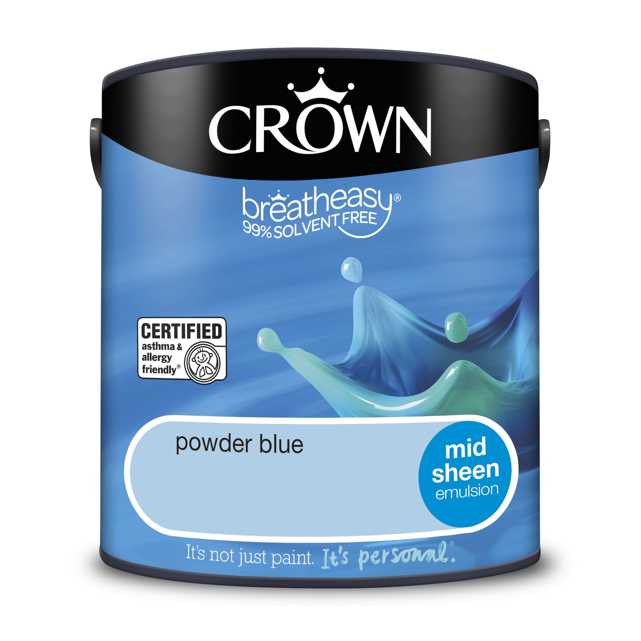 Crown Breatheasy Powder blue Mid sheen Wall & ceiling Emulsion paint, 2.5L