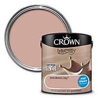 Crown Breatheasy Powdered clay Mid sheen Emulsion paint, 2.5L
