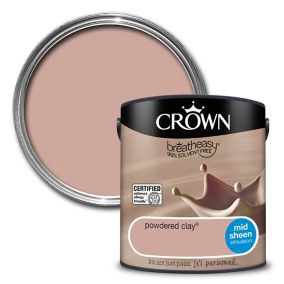 Crown Breatheasy Powdered clay Mid sheen Emulsion paint, 2.5L
