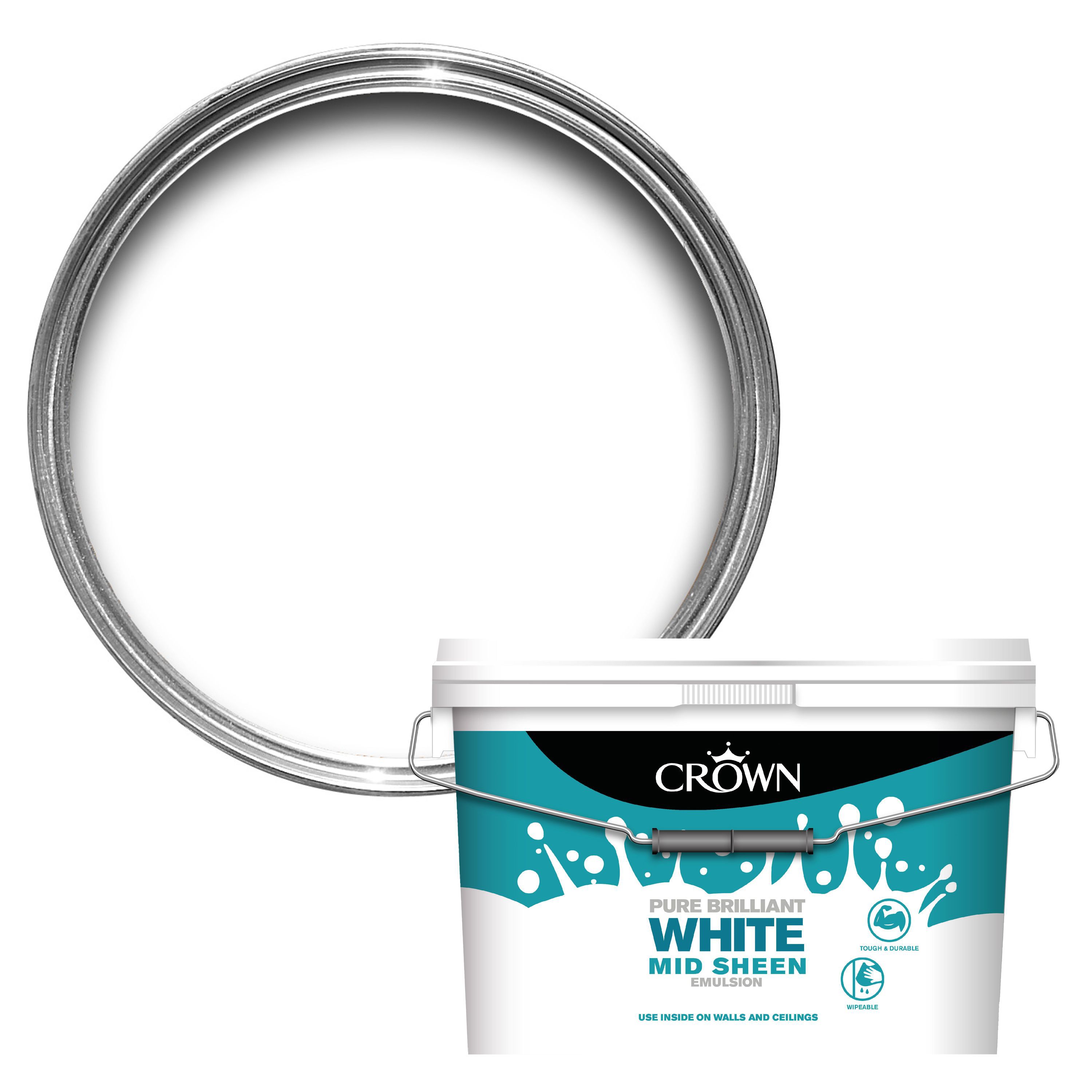 Crown Breatheasy Pure brilliant white Mid sheen Emulsion paint 10L