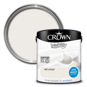Crown Breatheasy Sail white Mid sheen Emulsion paint, 2.5L