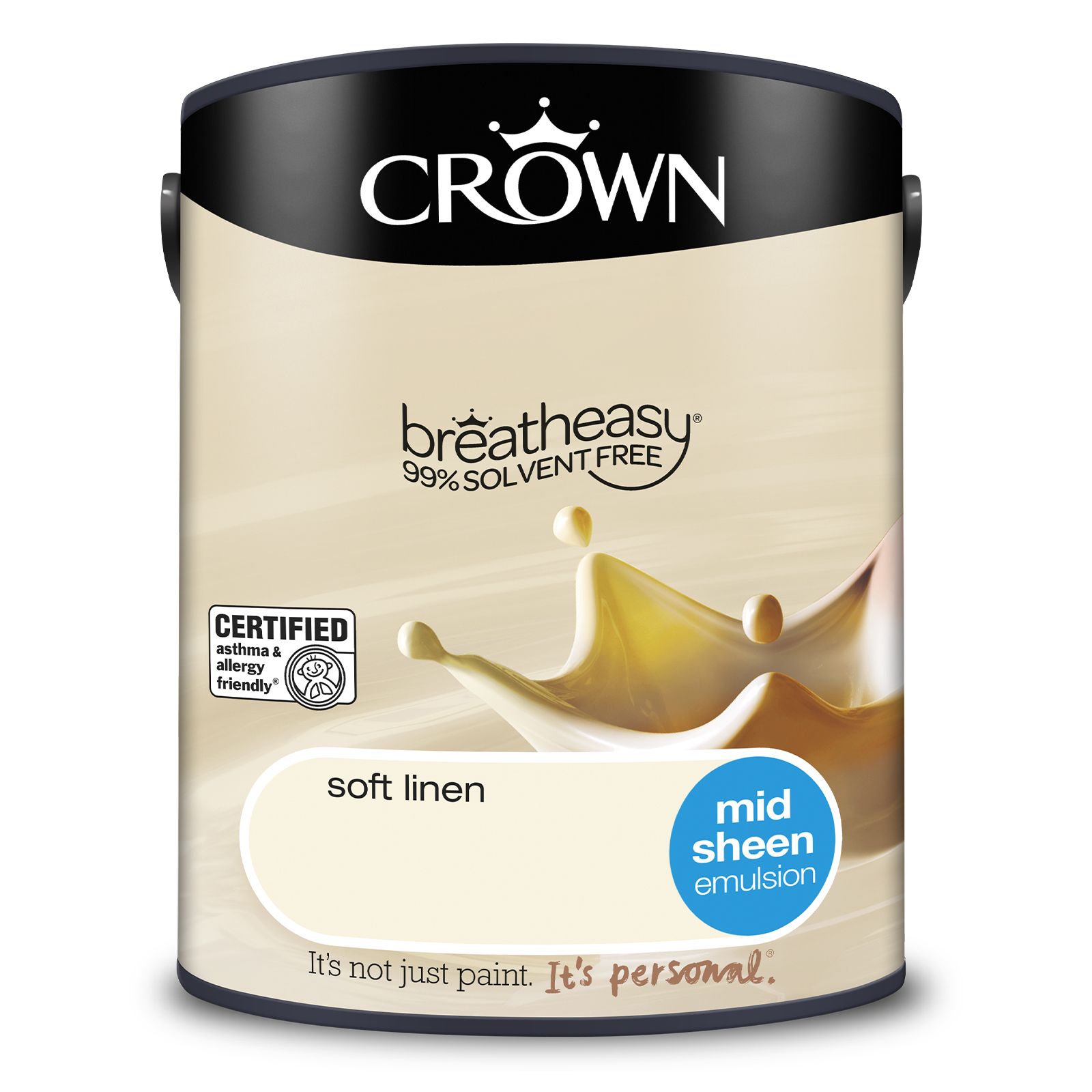 Crown Breatheasy Soft linen Mid sheen Wall & ceiling Emulsion paint, 5L