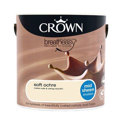 Crown Breatheasy Soft Ochre Mid Sheen Emulsion Paint, 2.5L | DIY At B&Q