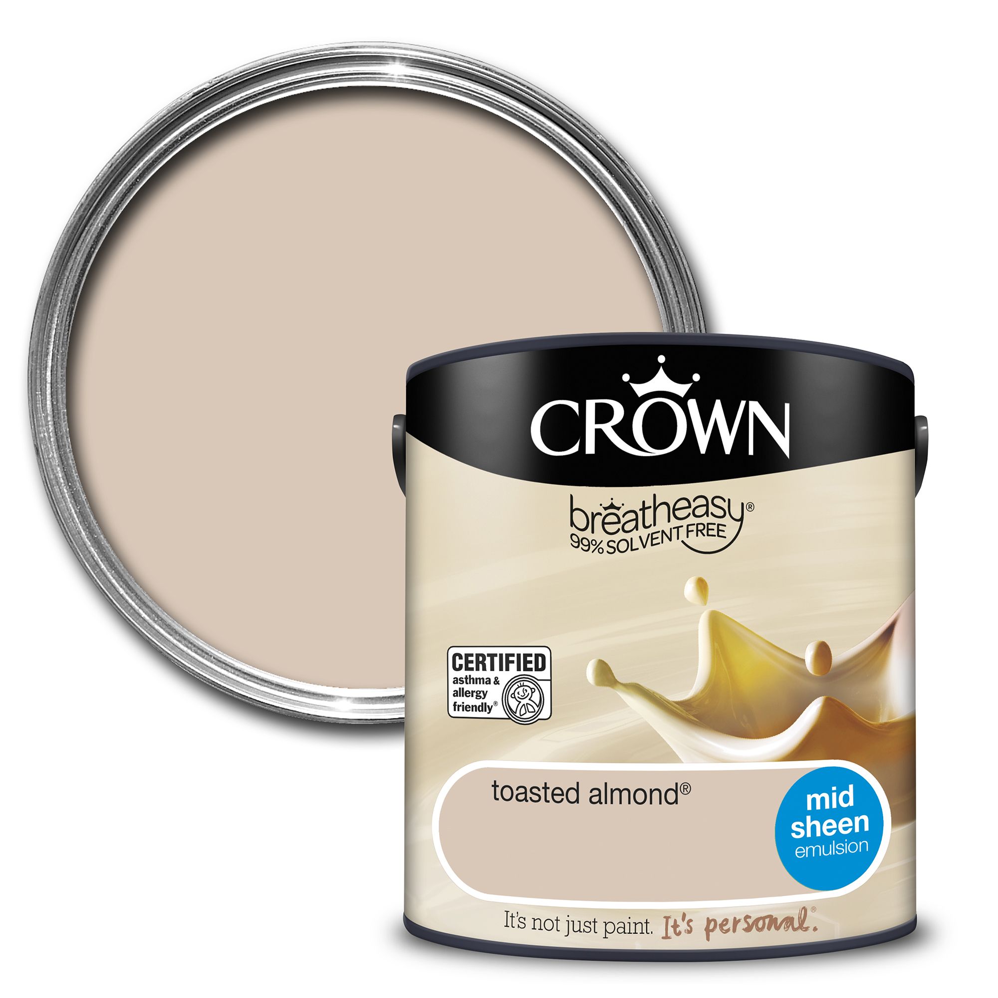 Crown Breatheasy Toasted almond Mid sheen Wall & ceiling Emulsion paint, 2.5L