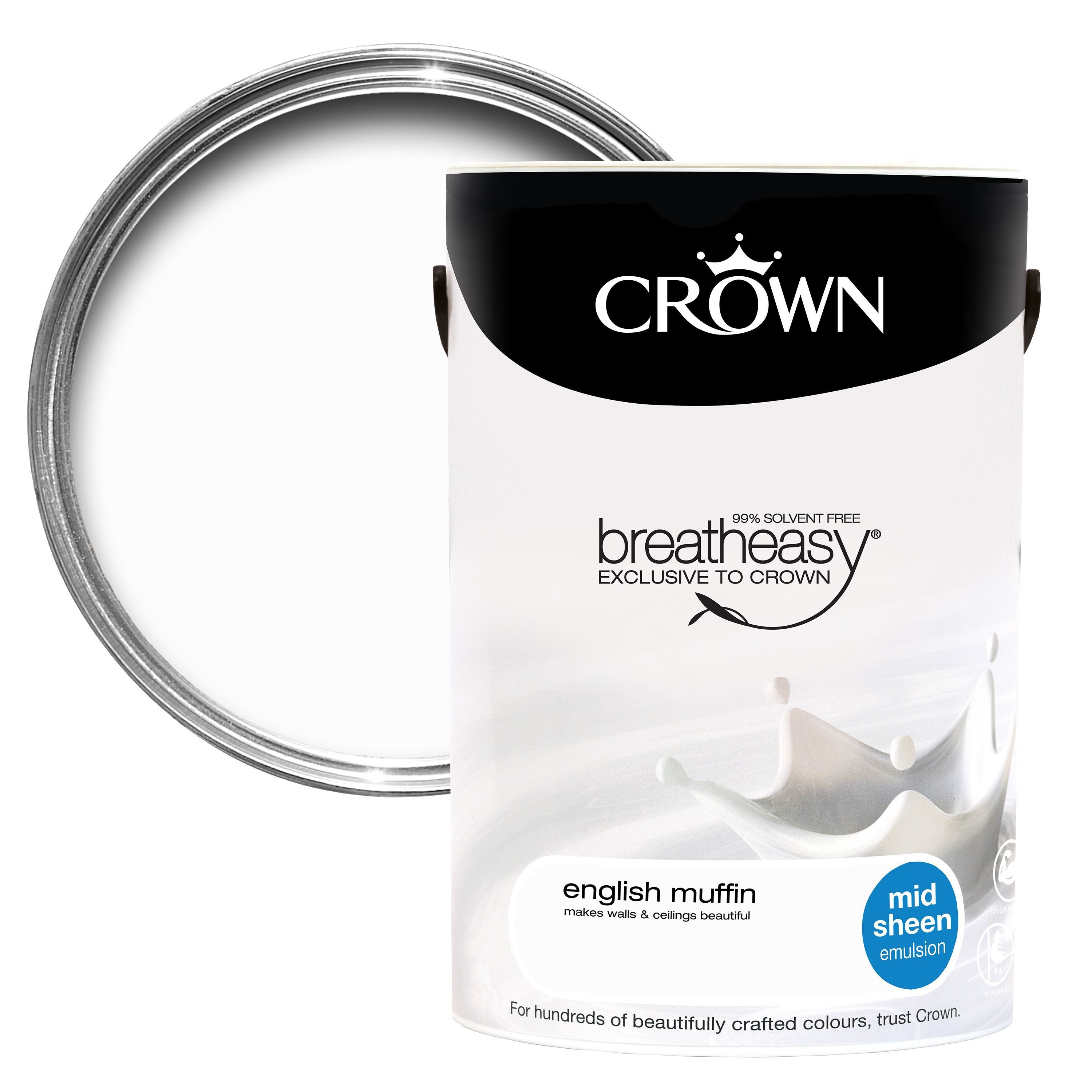 Crown Breatheasy Wheatgrass Mid Sheen Emulsion Paint 5L | DIY At B&Q