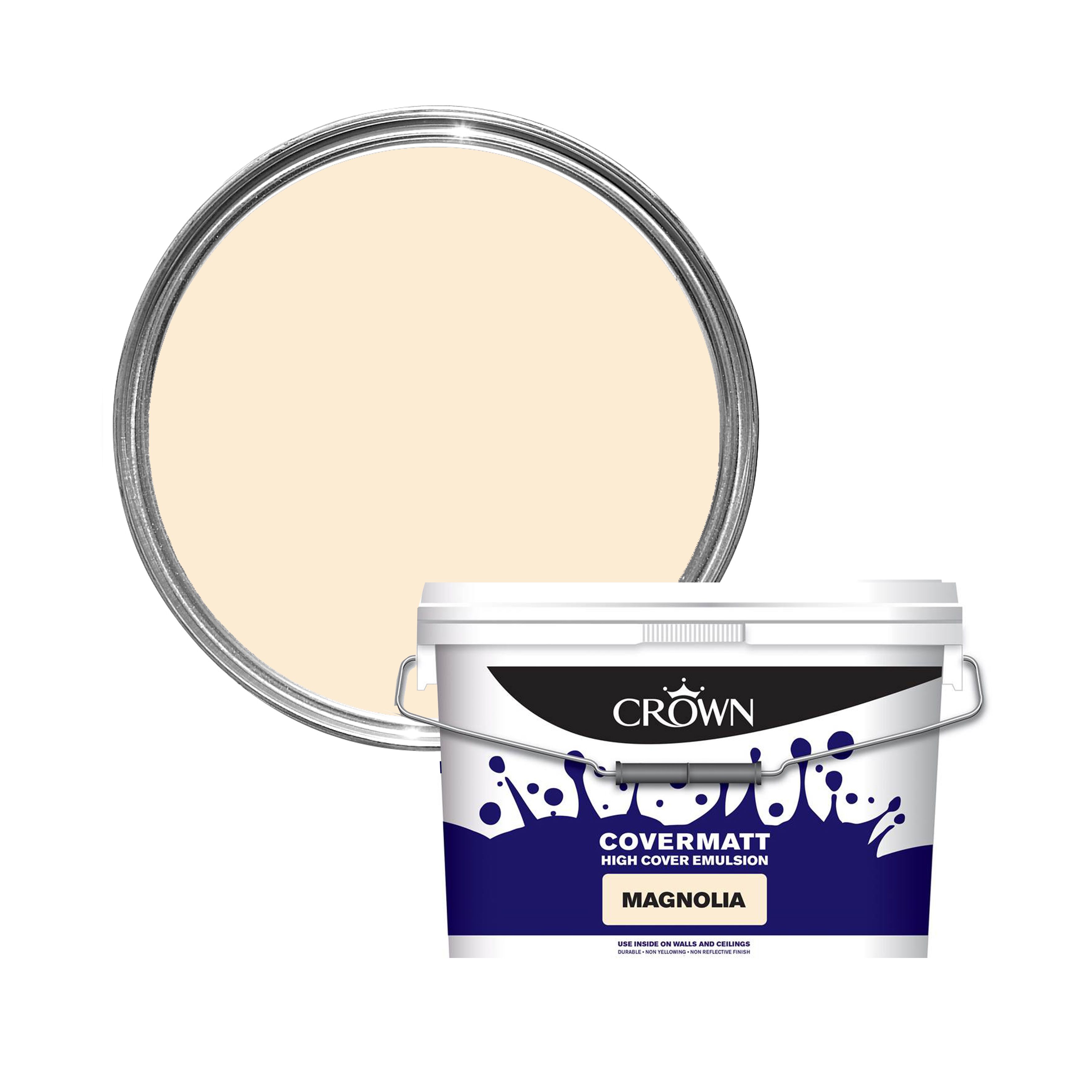 Crown Covermatt Magnolia Matt Wall & ceiling Emulsion paint, 10L