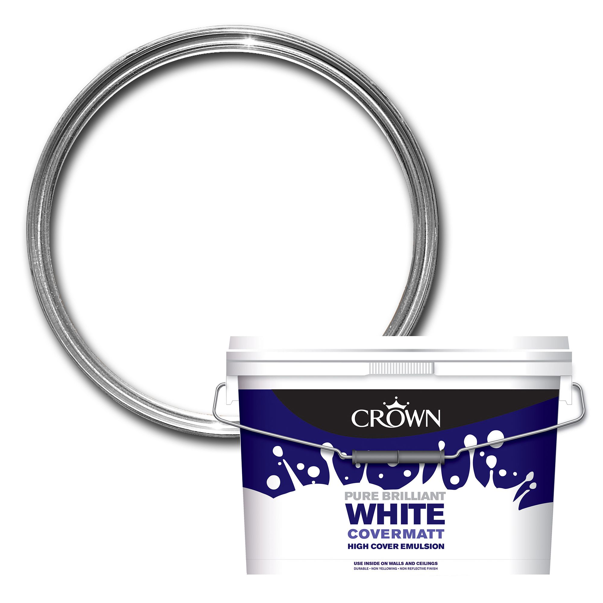 Crown Covermatt Pure brilliant white Matt Emulsion paint, 10L