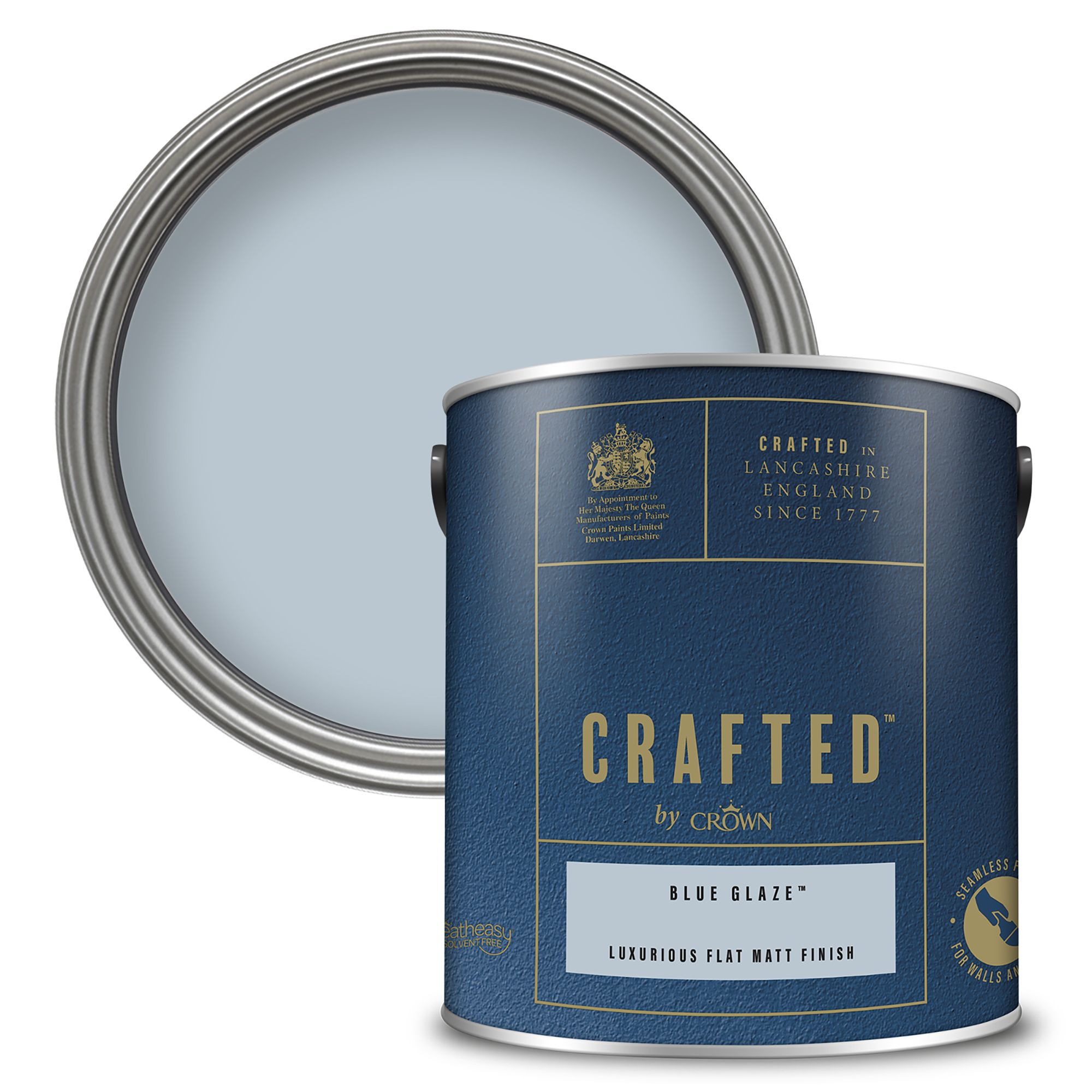 Crown Crafted Blue Glaze Flat matt Multi-surface Emulsion paint, 2.5L