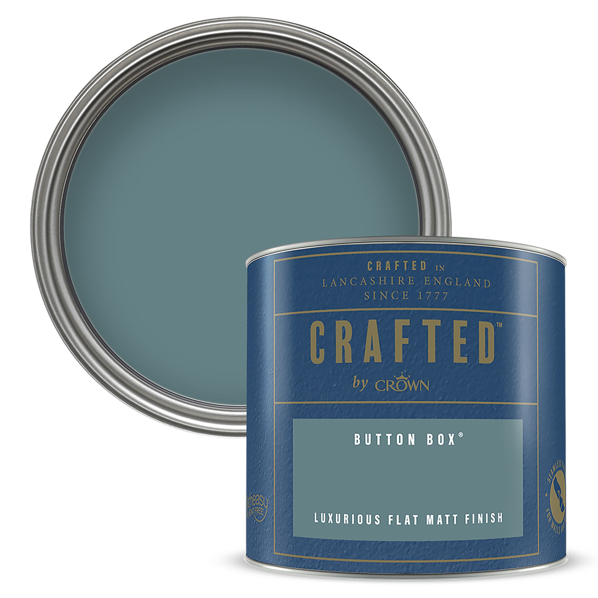 Crown Crafted Button Box Flat matt Multi-surface Emulsion paint, 125ml Tester pot