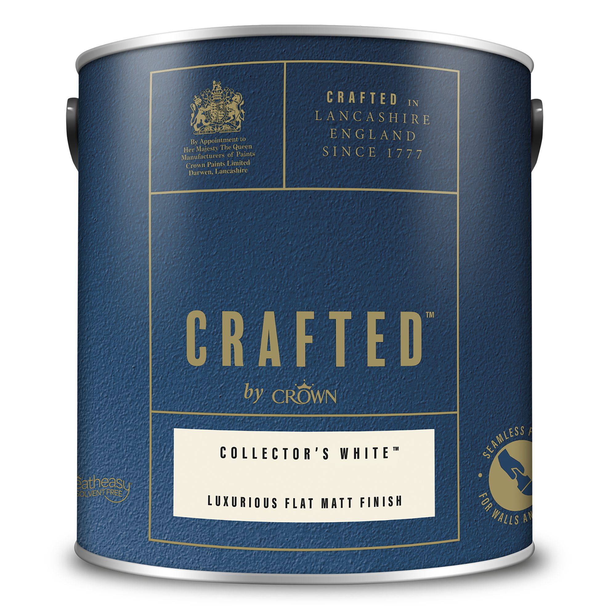 Crown Crafted Collector's White Flat matt Multi-surface Emulsion paint, 2.5L